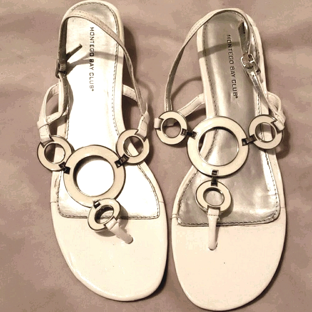 Montego Bay Club White Sandals Sz 8 1/2